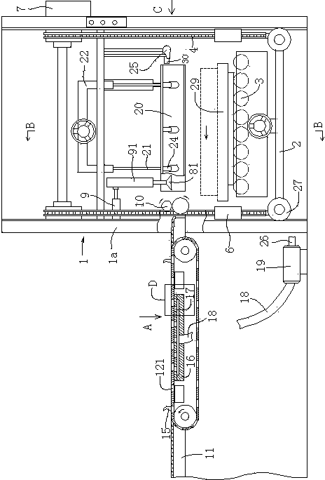 Sheet material feeding and conveying device