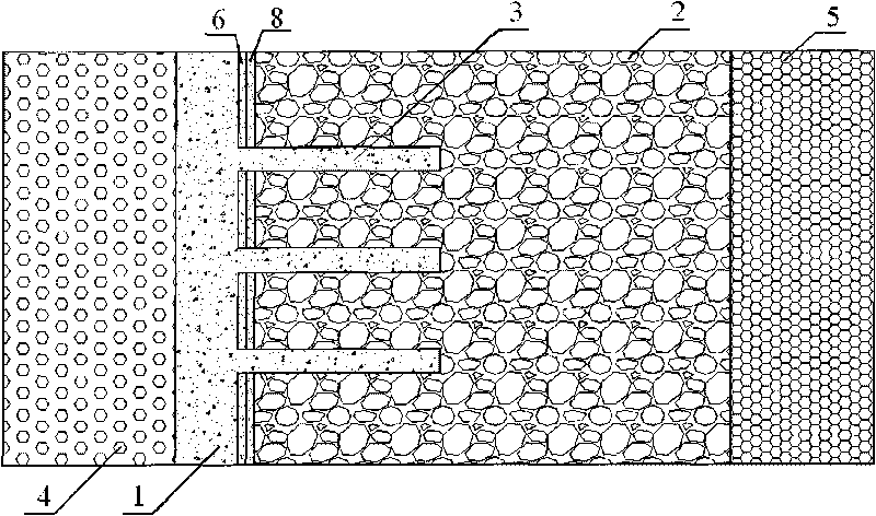 Concrete-enrockment mixed dam and construction method thereof