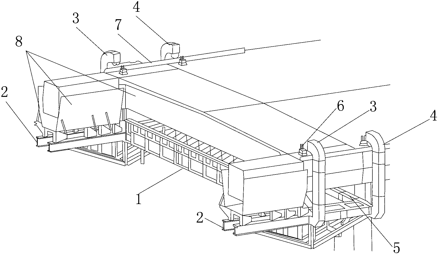 Rear supporting point triangular bracket hanging basket and bridge construction method using same