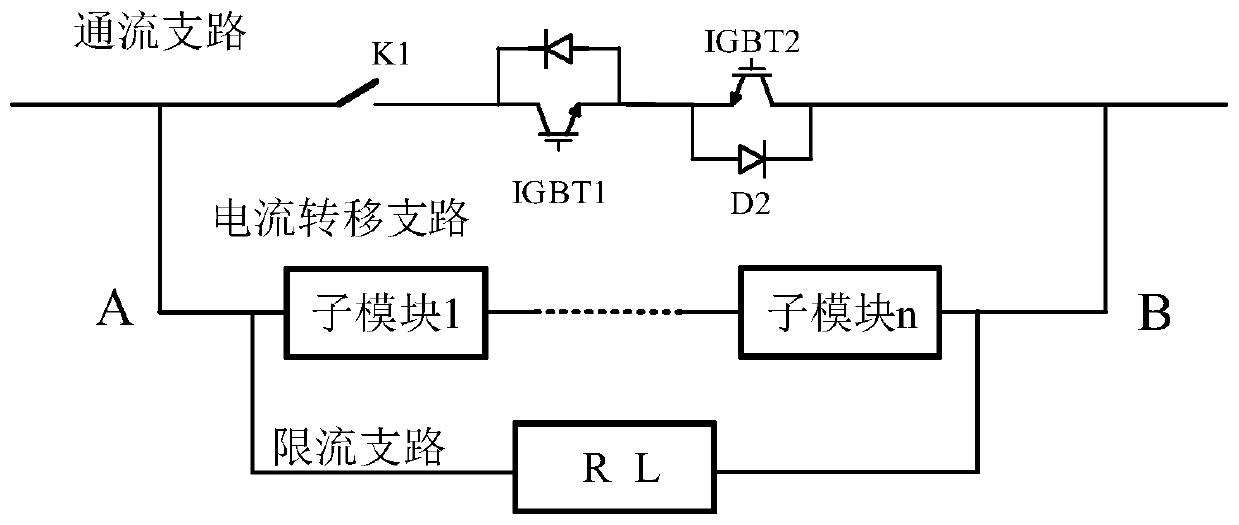 Mixed current limiter based on clamping submodule and control method thereof