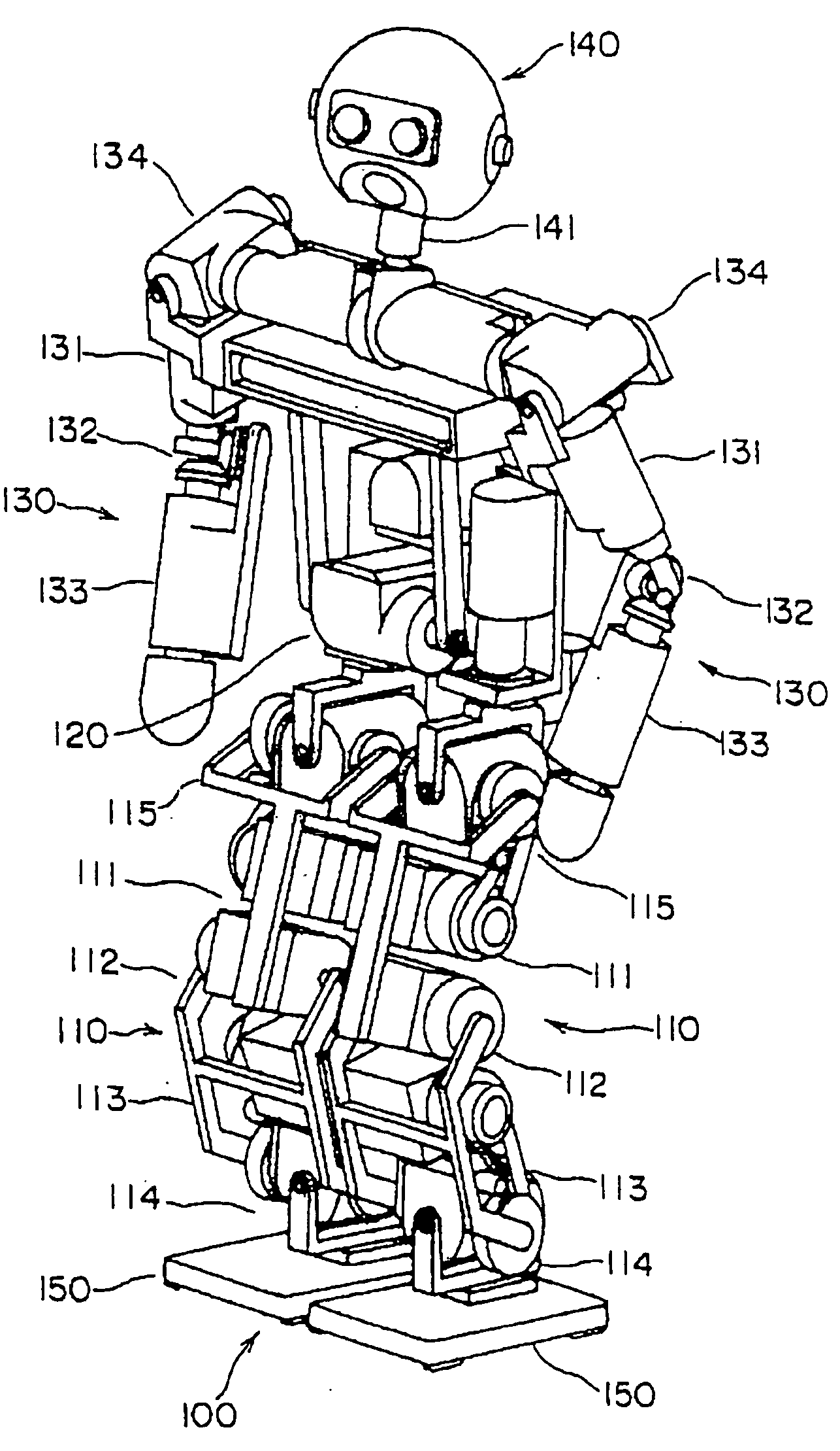 Leg device for leg type movable robot, and method of controlling leg type movable robot