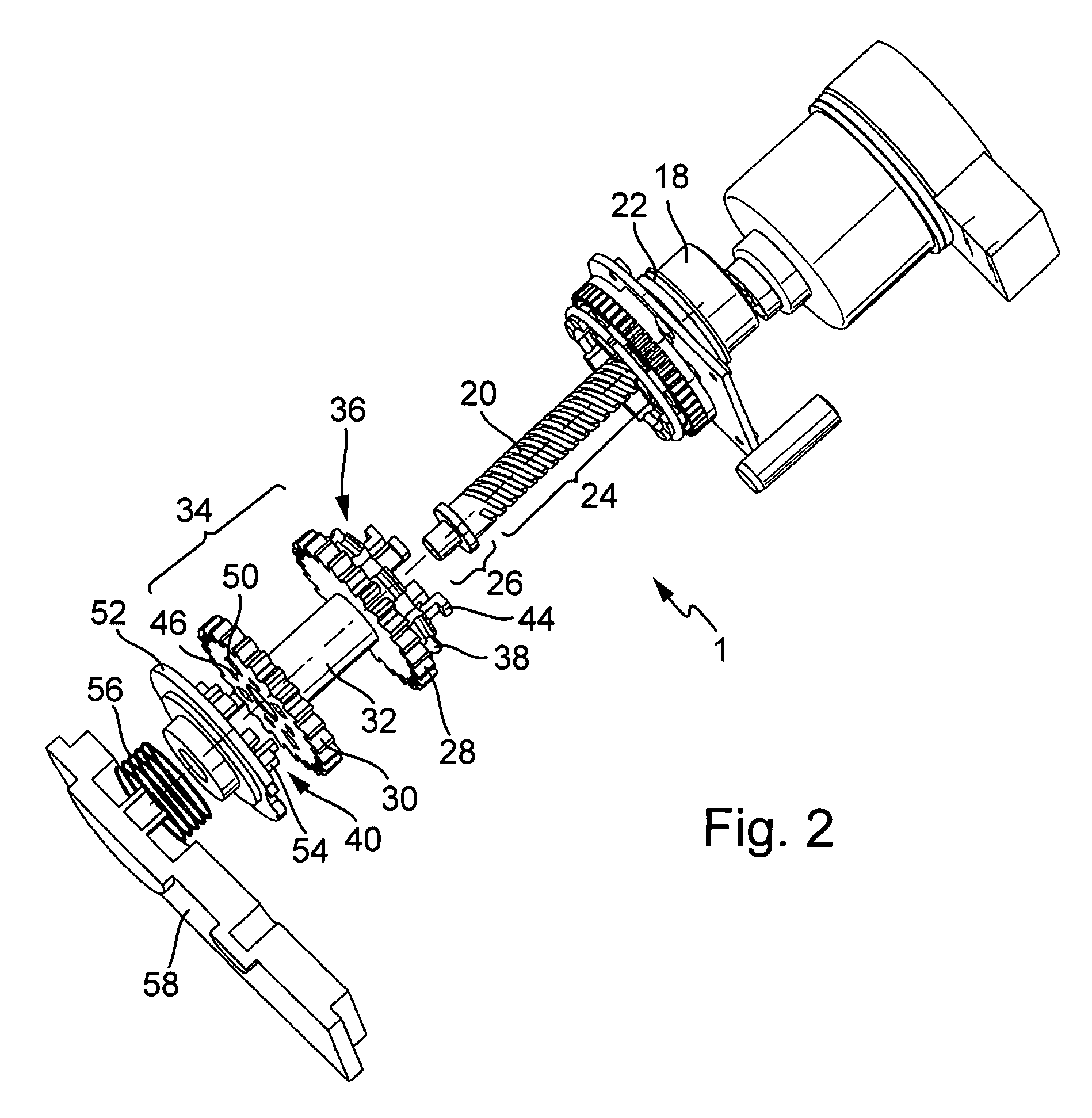 Single motor transmission shifting mechanism for a motor vehicle transmission