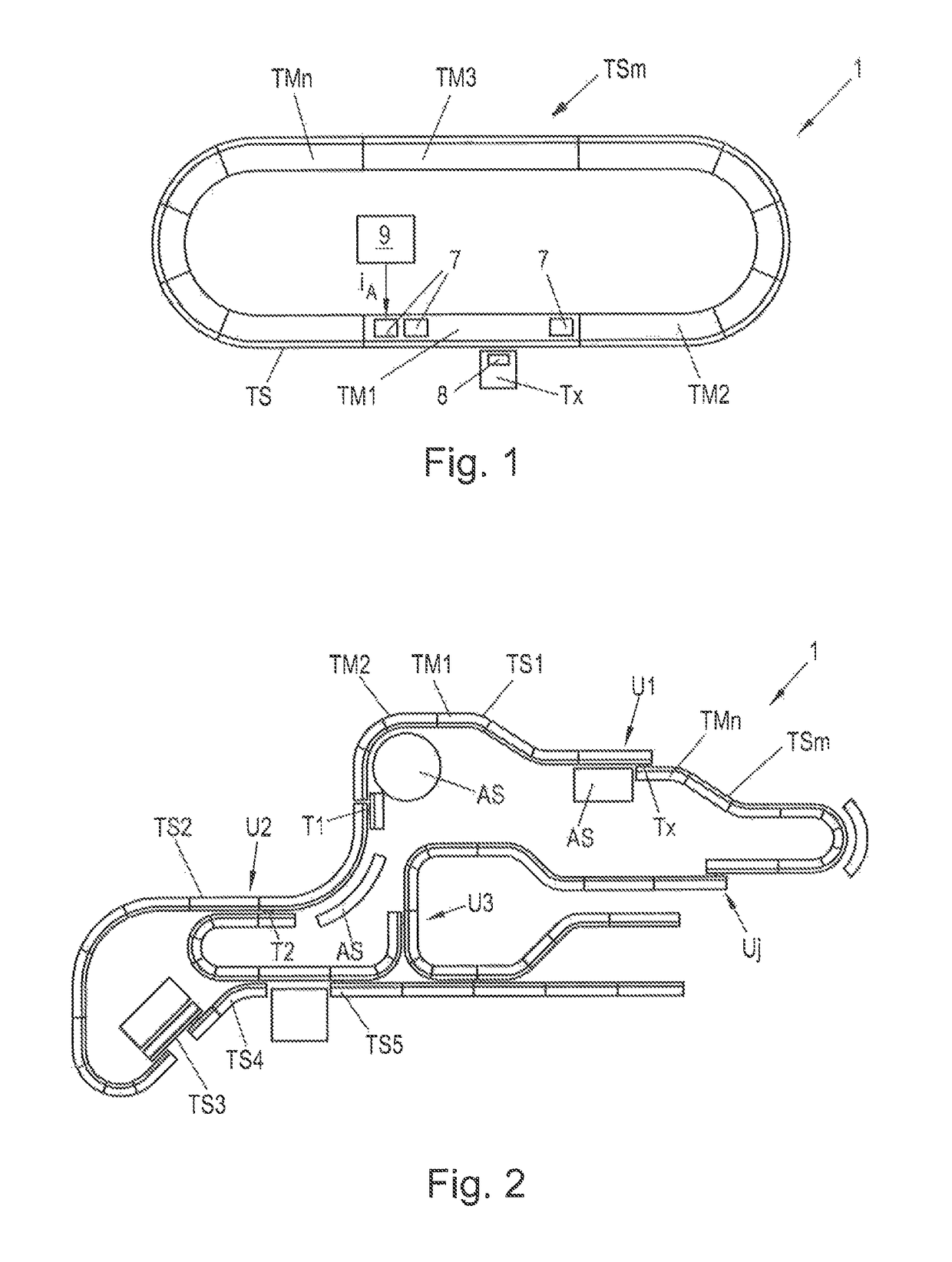 Modular system of a plurality of transport line components of a long stator linear motor