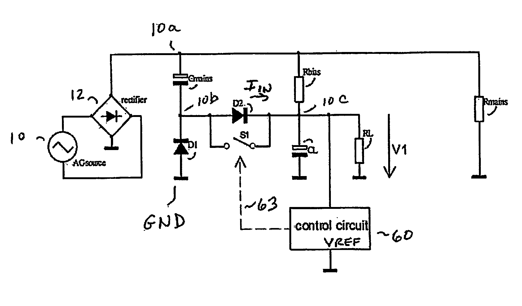 Capacitively coupled power supply