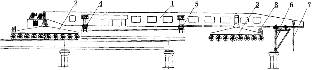 Flow type bridge erecting machine