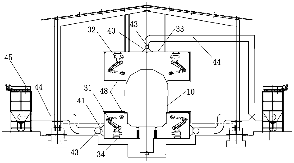 Opposite type intelligent purging system and method based on electromagnetic guided double-side track