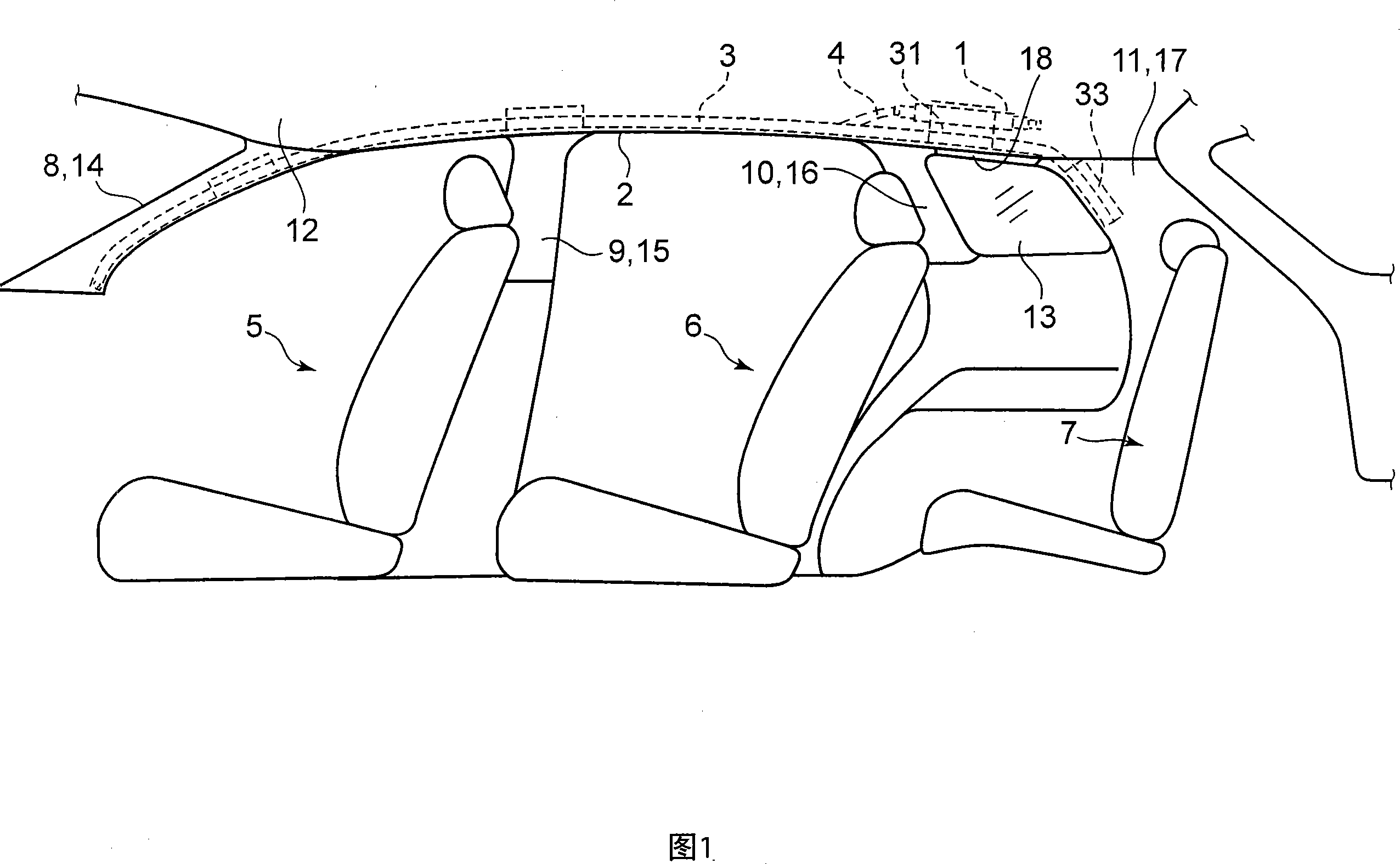 Vehicle rear structure provided with curtain air bag device