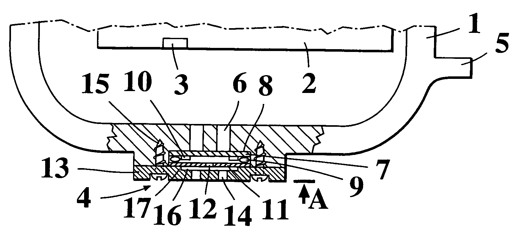 Device for arranging the measurement of pressure in a wristop instrument