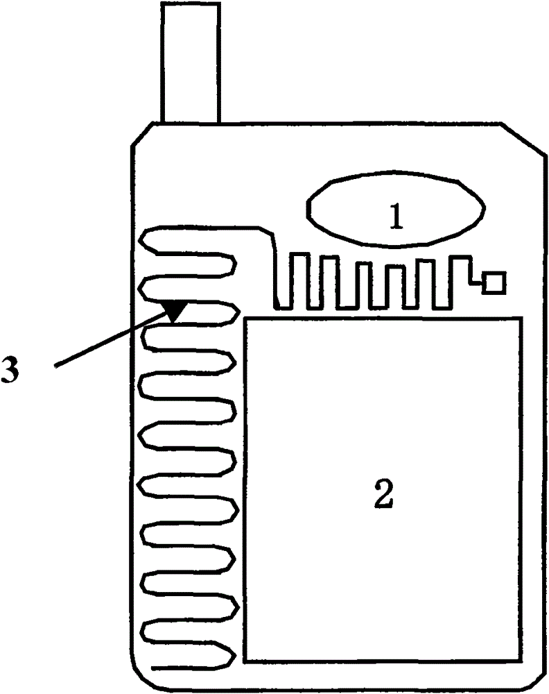 Touch screen with radio built-in antenna, its manufacturing process and electronic device