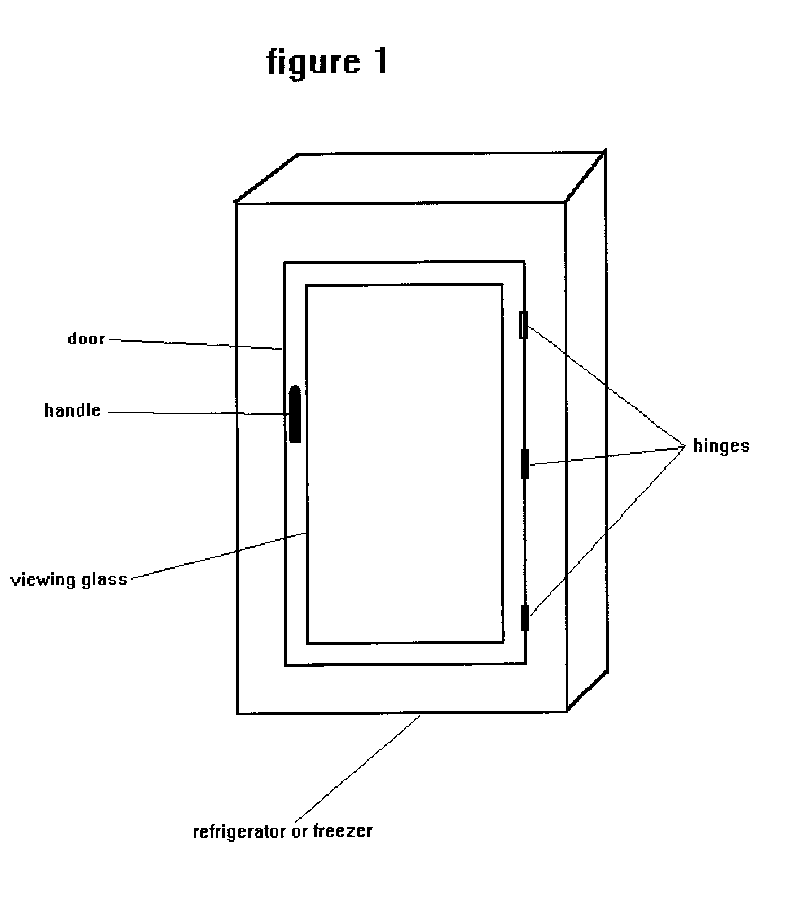 Appliance such as a refrigerator or freezer with a transparent viewing door and a method of manufacture of a refrigerator or freezer with a transparent viewing door