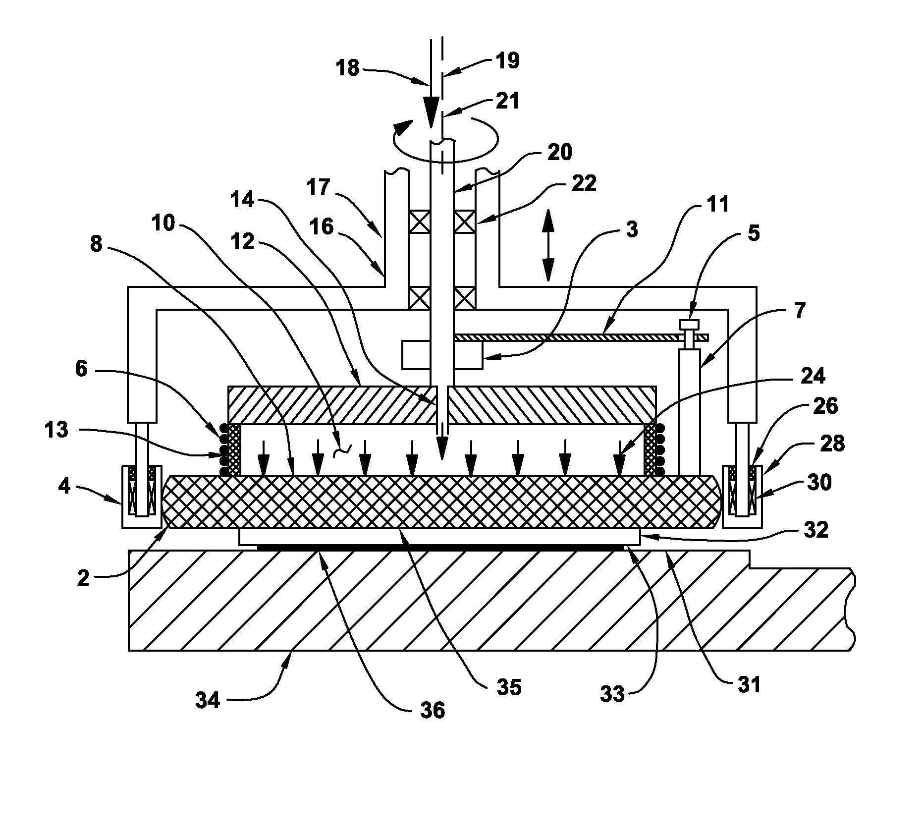 Pin driven flexible chamber abrading workholder