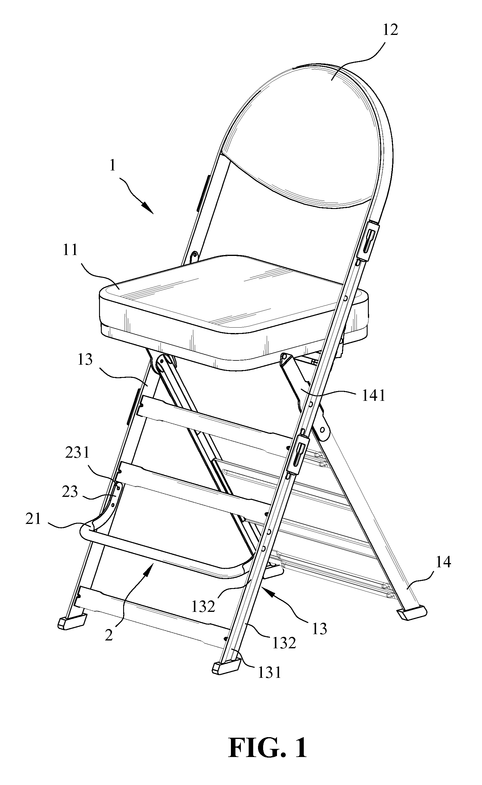 High-seat folding chair having footrest