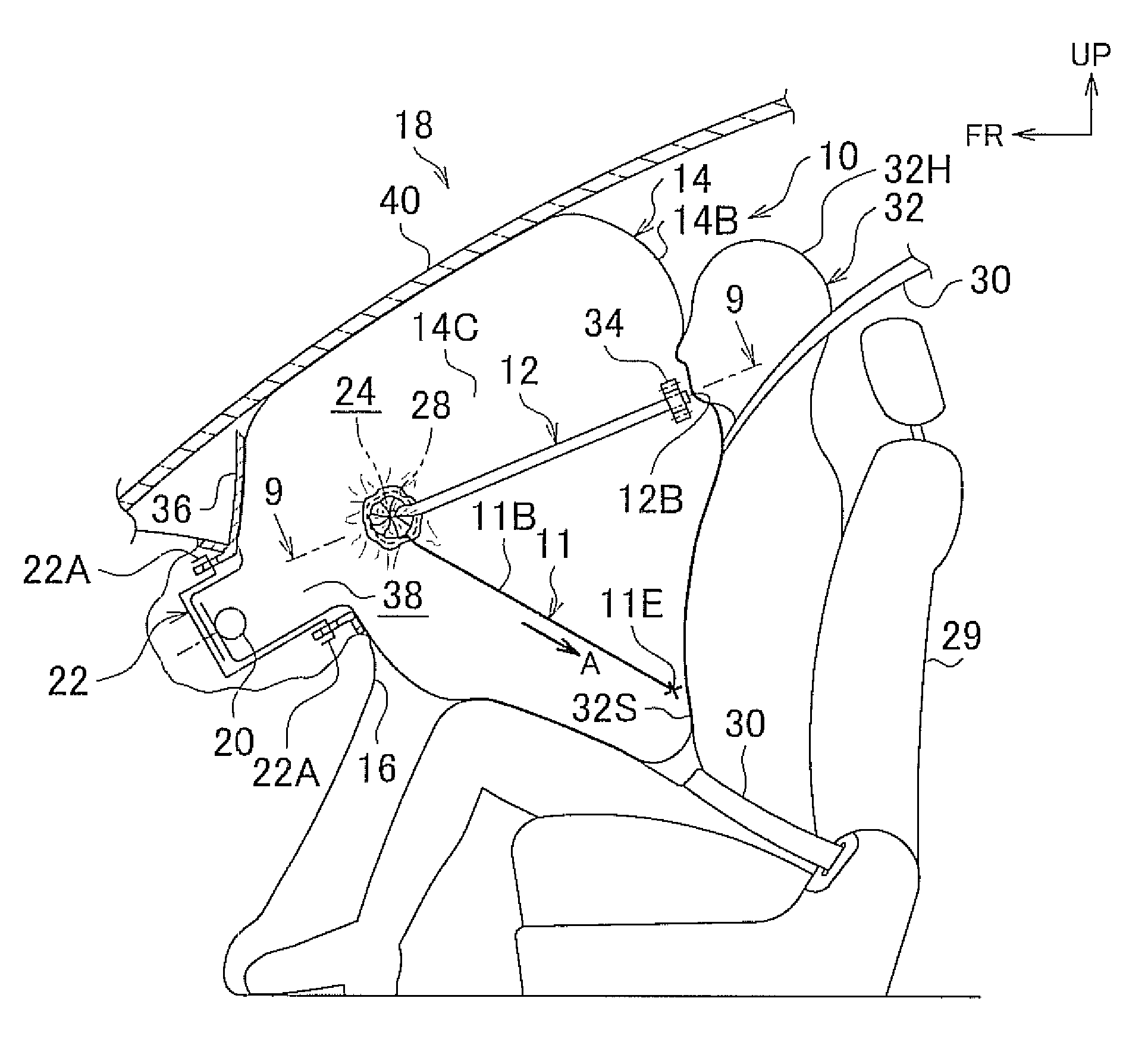 Front passenger seat air bag apparatus