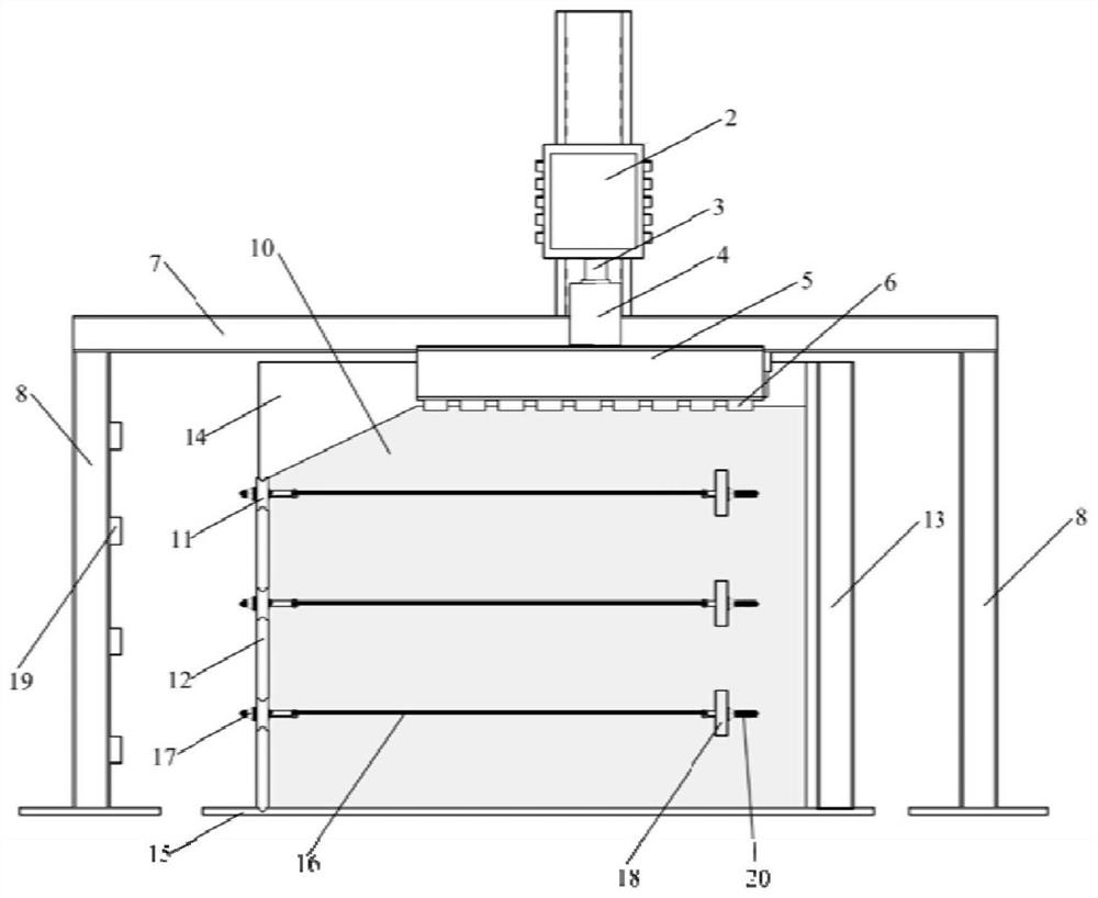 Testing device for prestressed anchor group type retaining wall