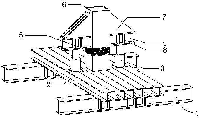 Hydraulic device for demounting steel structure supporting frames