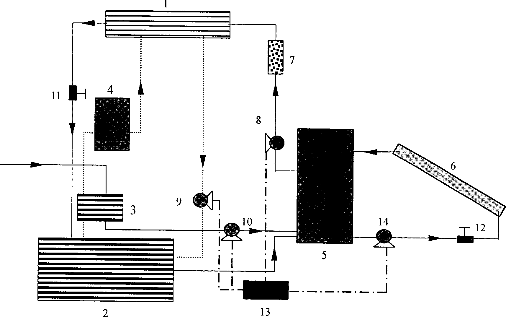 Membrane distillation type water treating apparatus using solar energy or afterheat