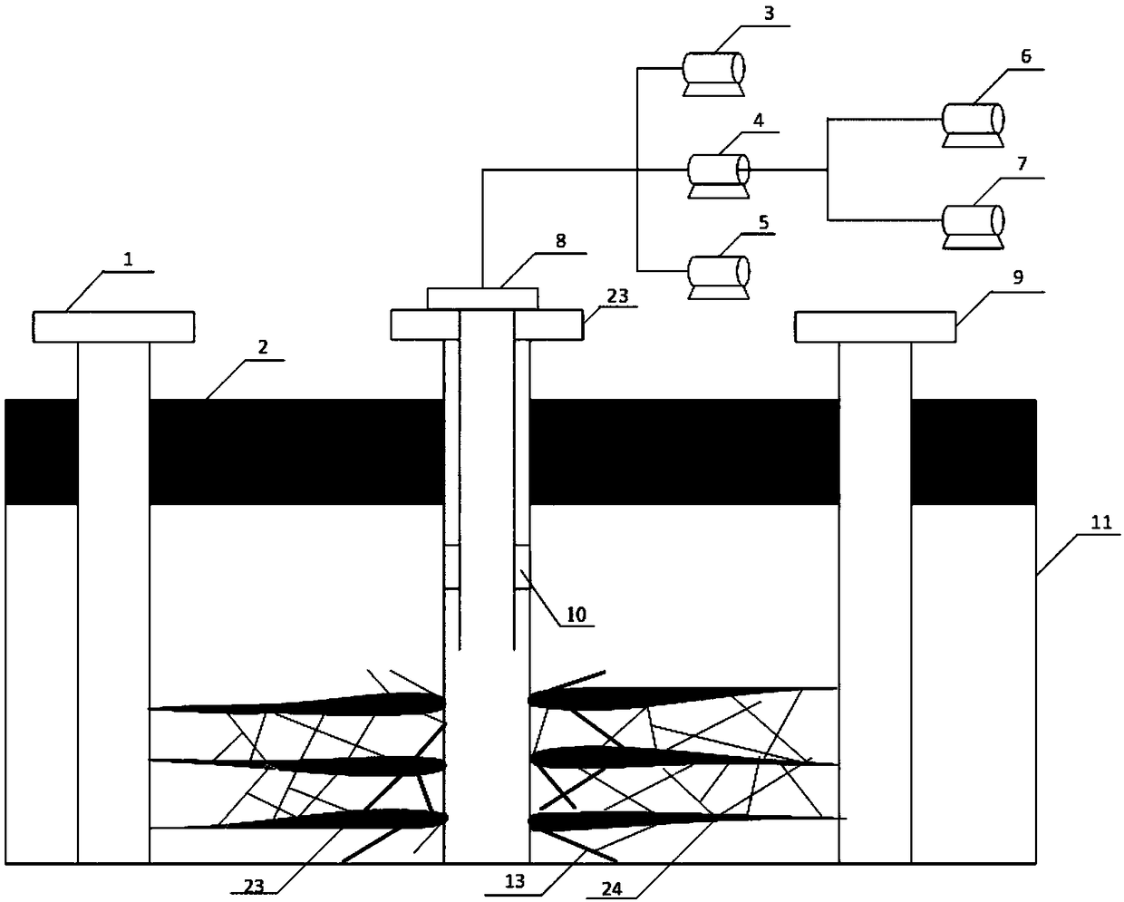 Method of forming fractures by means of hydrofracturing assisted by alternate spraying of high- and low-temperature fluids in deep hot dry rock