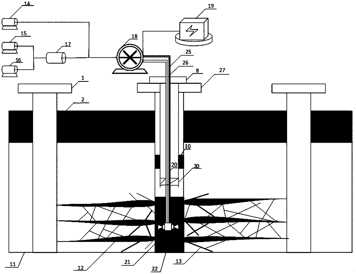 Method of forming fractures by means of hydrofracturing assisted by alternate spraying of high- and low-temperature fluids in deep hot dry rock