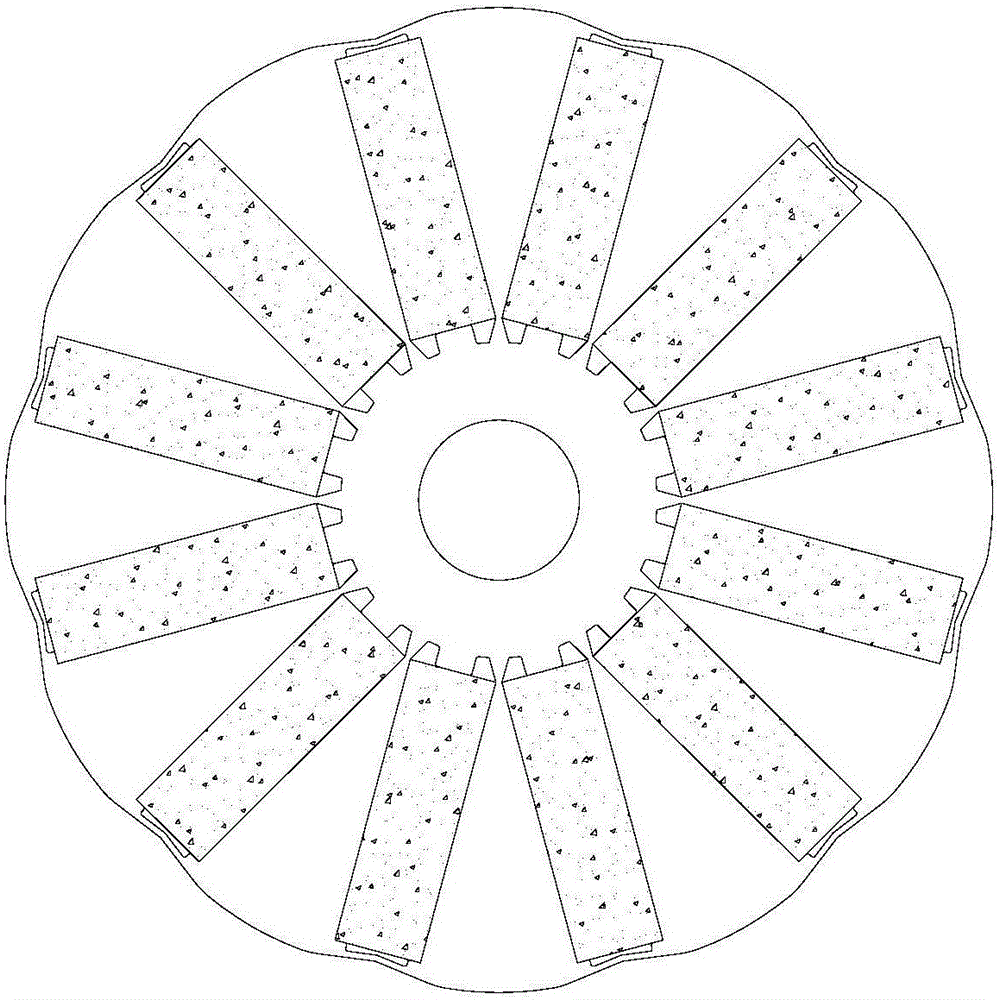 Built-in tangential-type rotor core, built-in tangential-type rotor, and motor