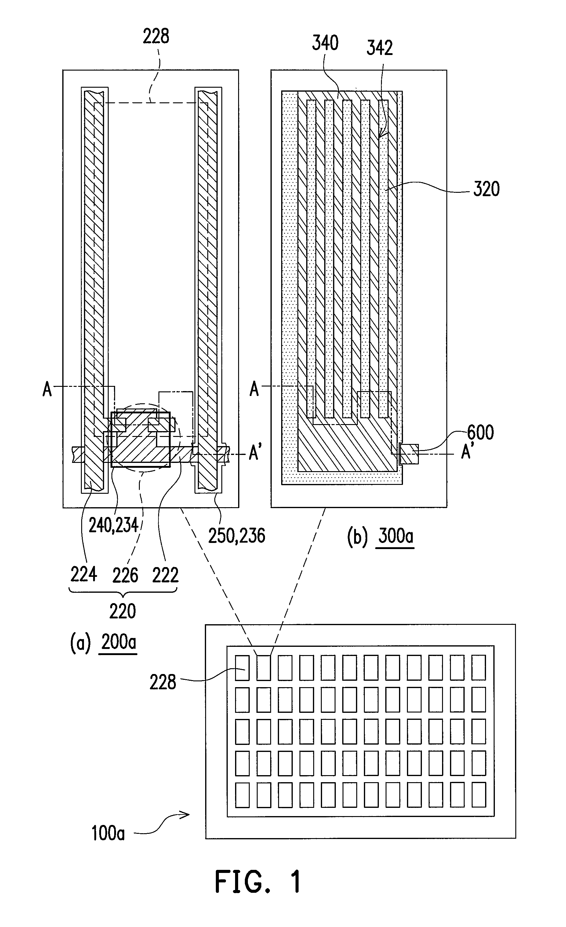 Liquid crystal display panel comprising first connecting electrodes disposed on a padding device and electrically connected to active devices and to second connecting electrodes