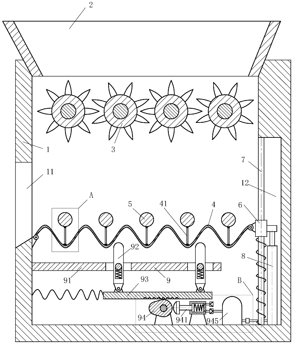 A scrapped vehicle crushing magnetic separator