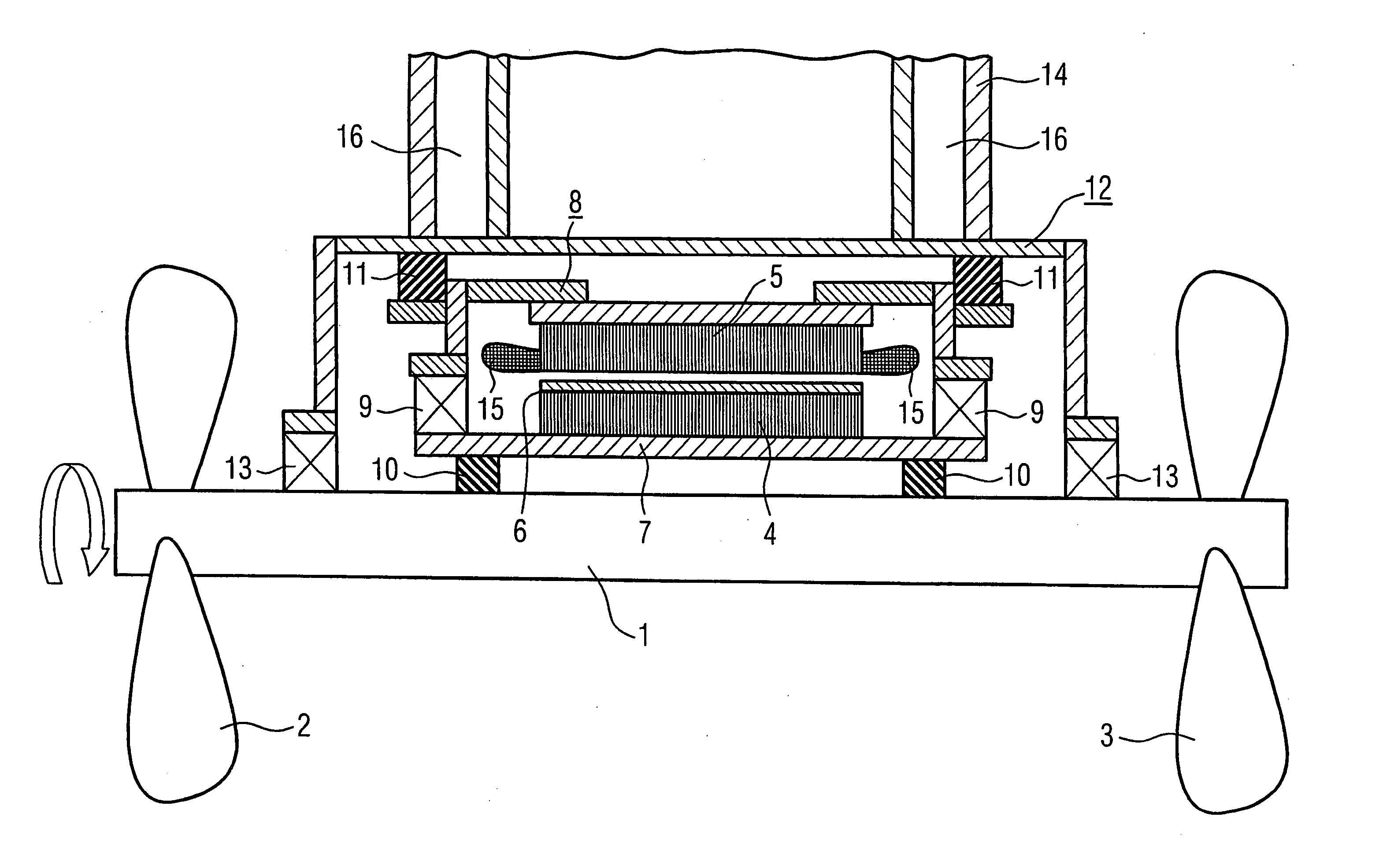 Shock-proof electric marine engine, e.g. engine or generator