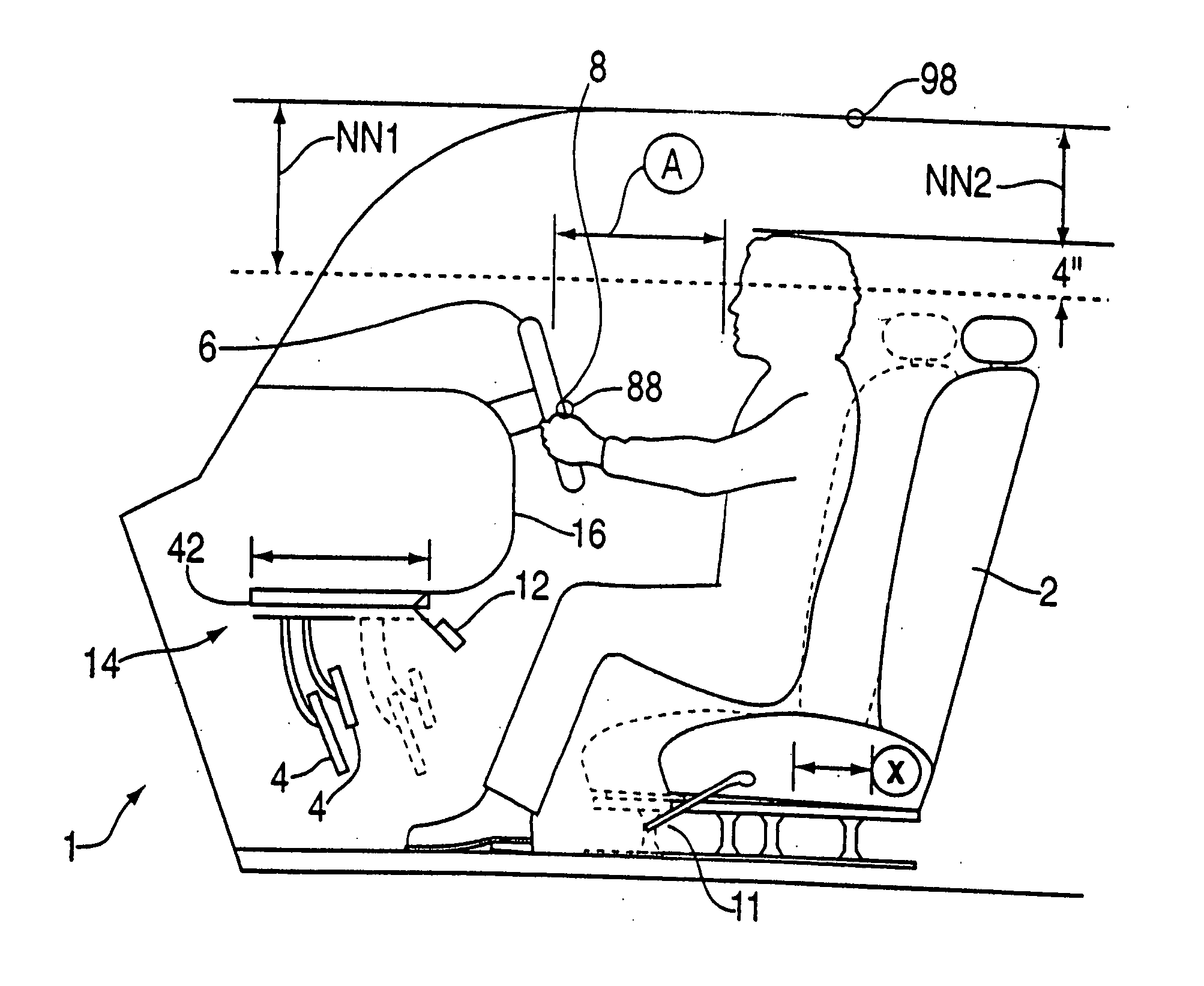 Vehicle air bag minimum distance apparatus, method and system