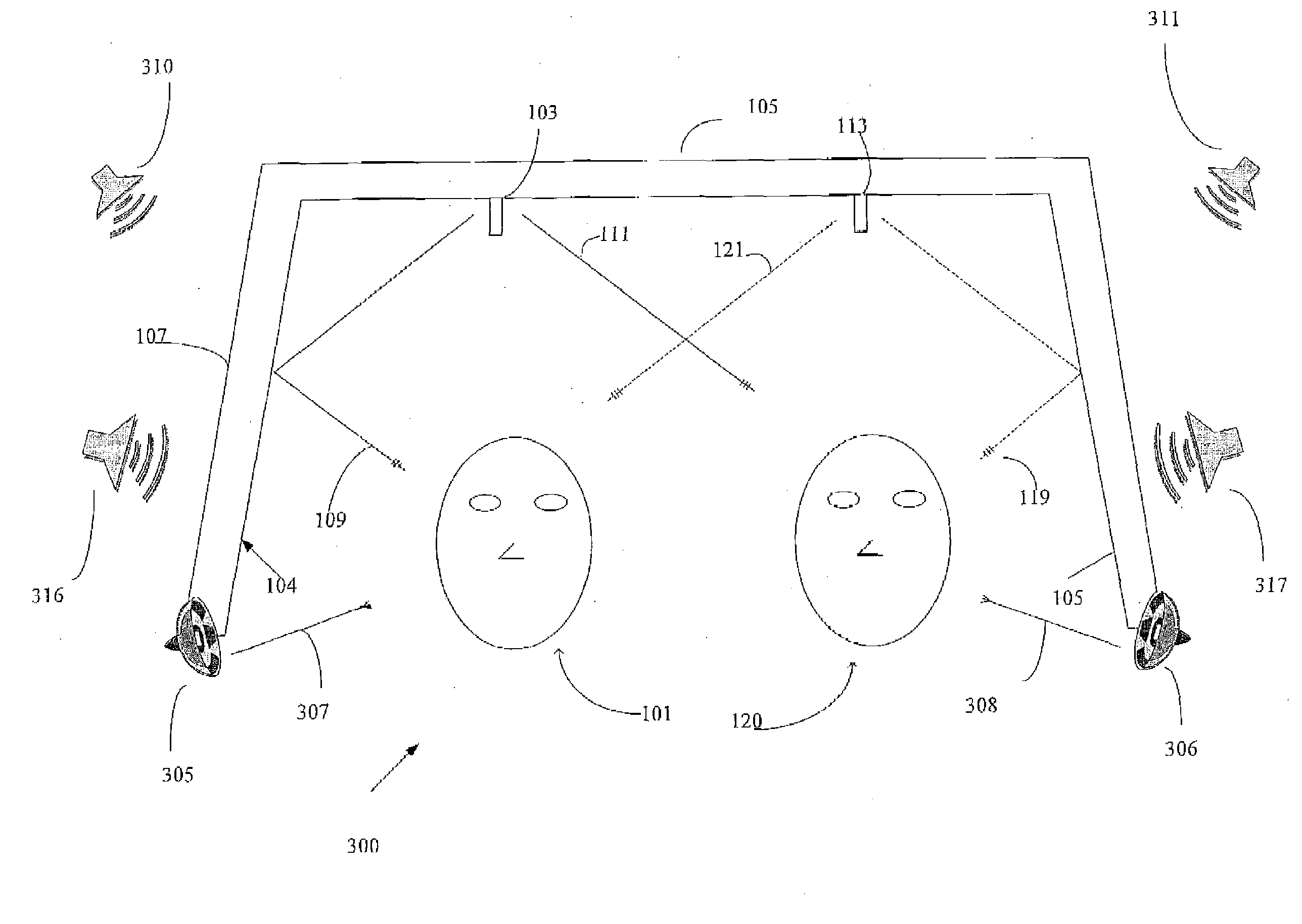 Directional loudspeaker to reduce direct sound