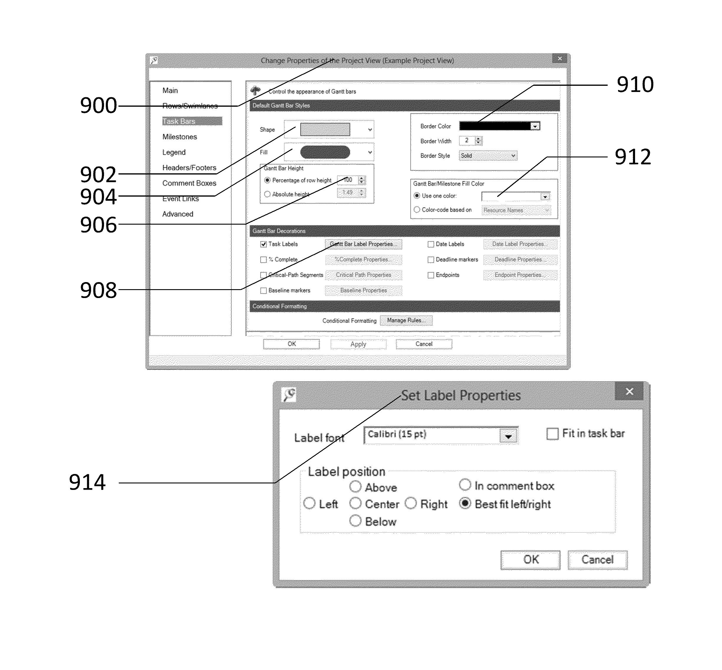 System and method for computing and overwriting the appearance of project tasks and milestones