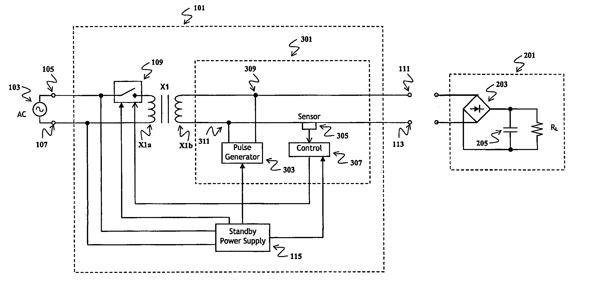 Load detector for an AC-AC power supply