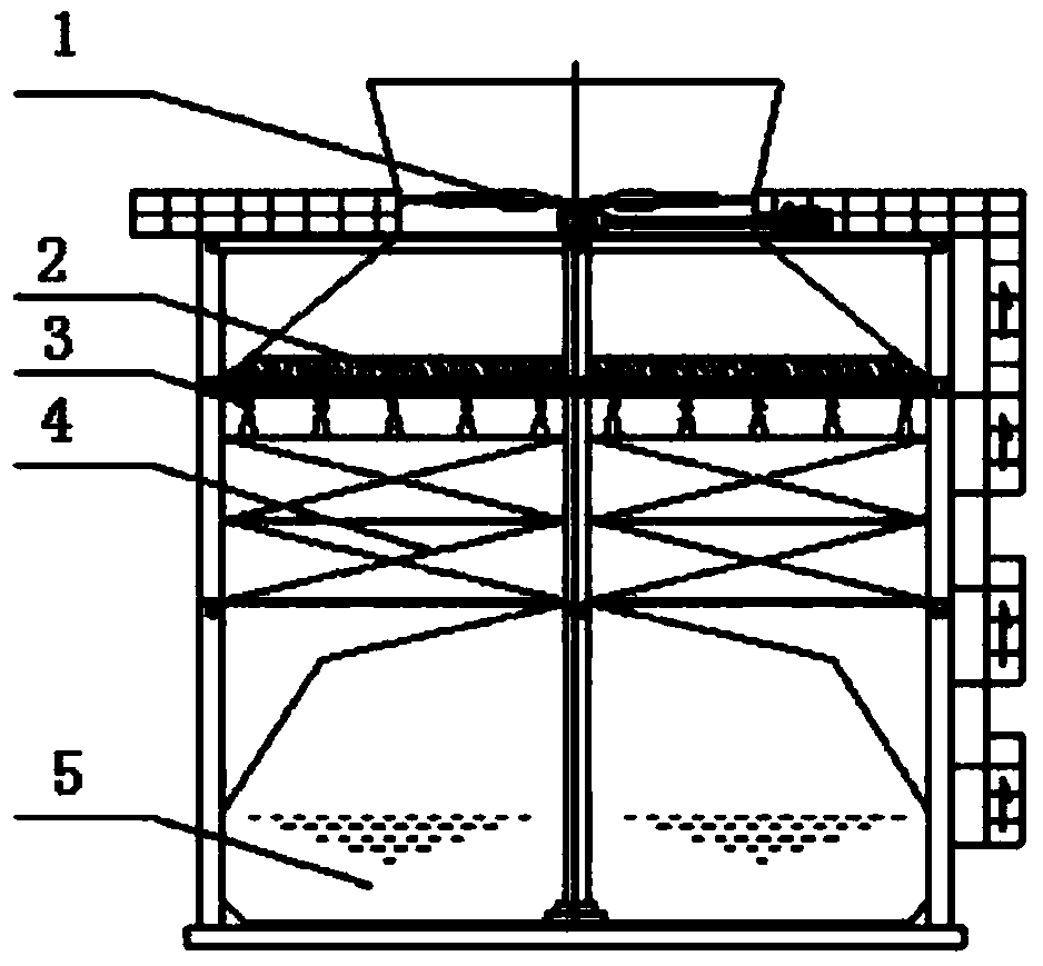 Circulating cooling water dispersing structure and cooling tower with same