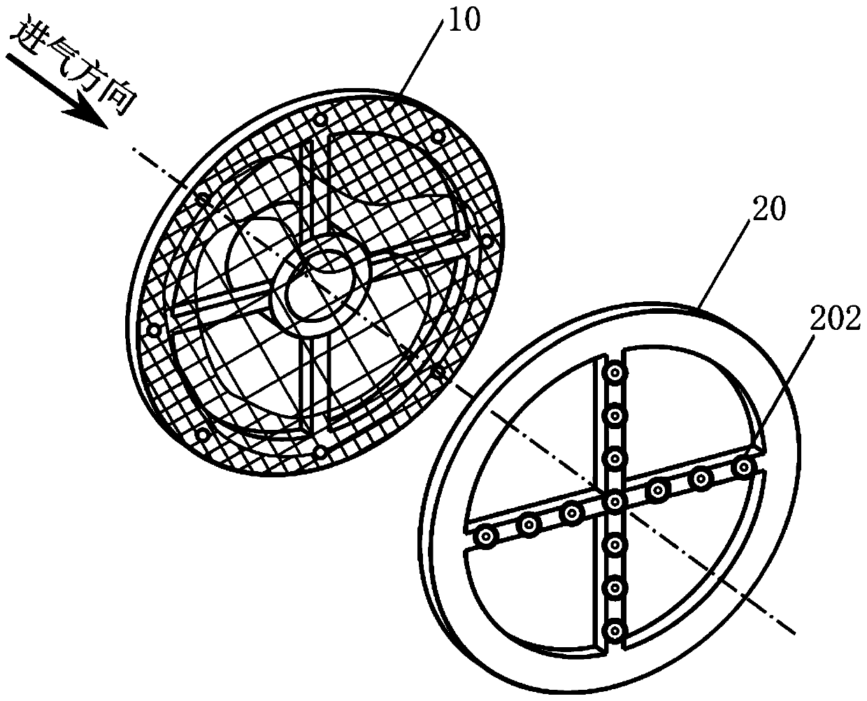 Steady state and dynamic state component ratio-adjustable total pressure distortion generating device and method