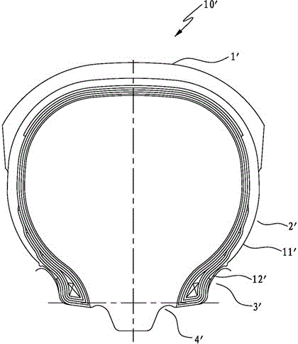 Section structure of motorcycle tire