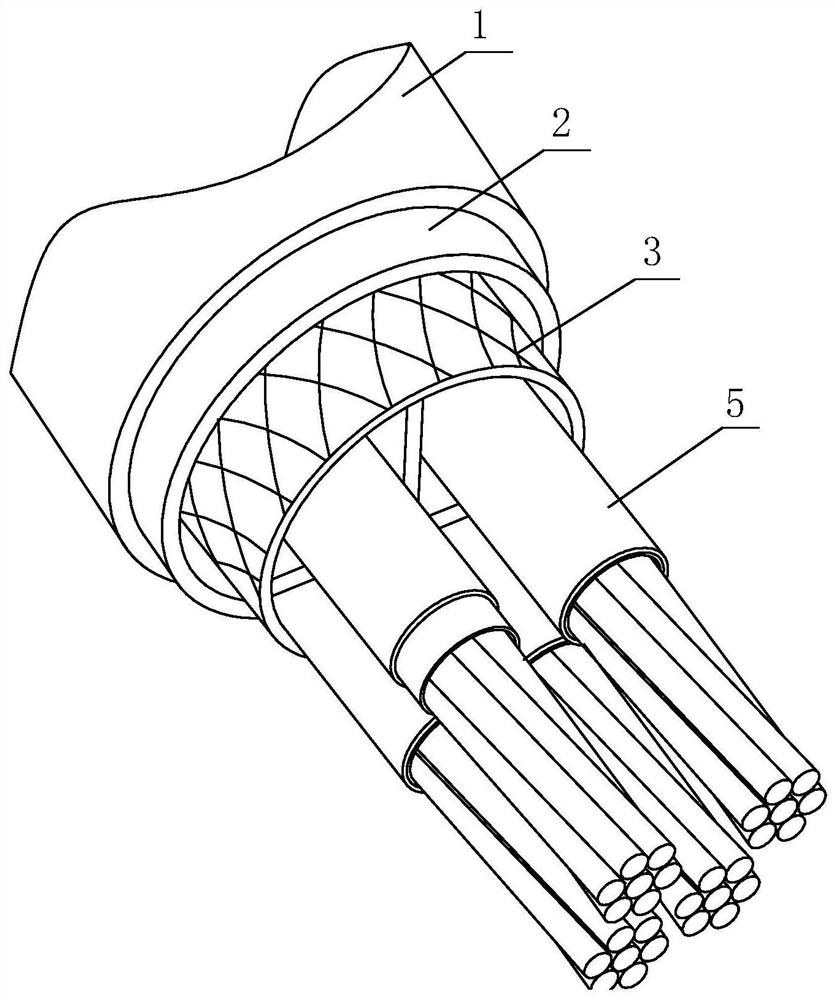 A flame retardant and fire resistant power cable resistant to spray vibration