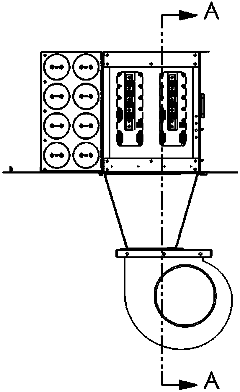 Inverter heat-radiating device with air duct partition plates