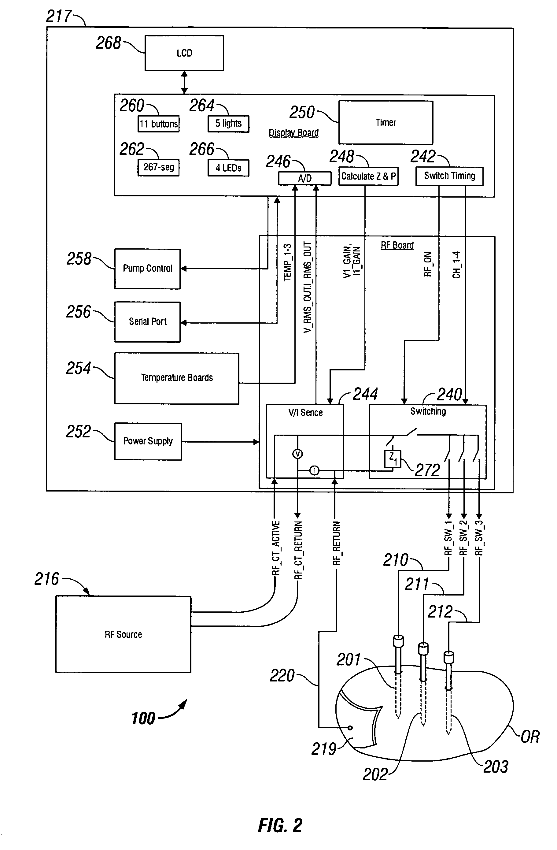 Electrosurgical system employing multiple electrodes and method thereof