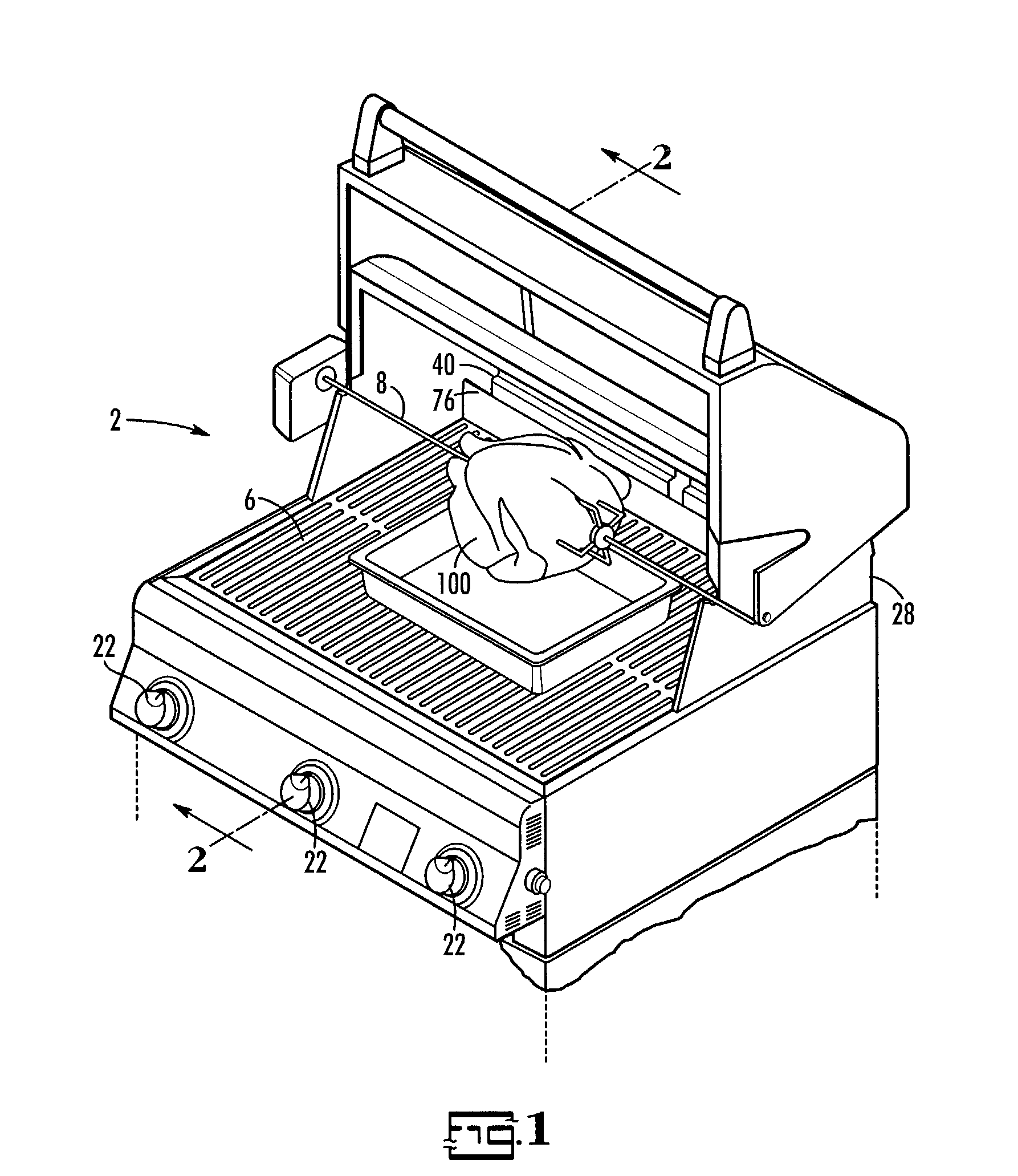 Radiant baffle for gas fired cooker