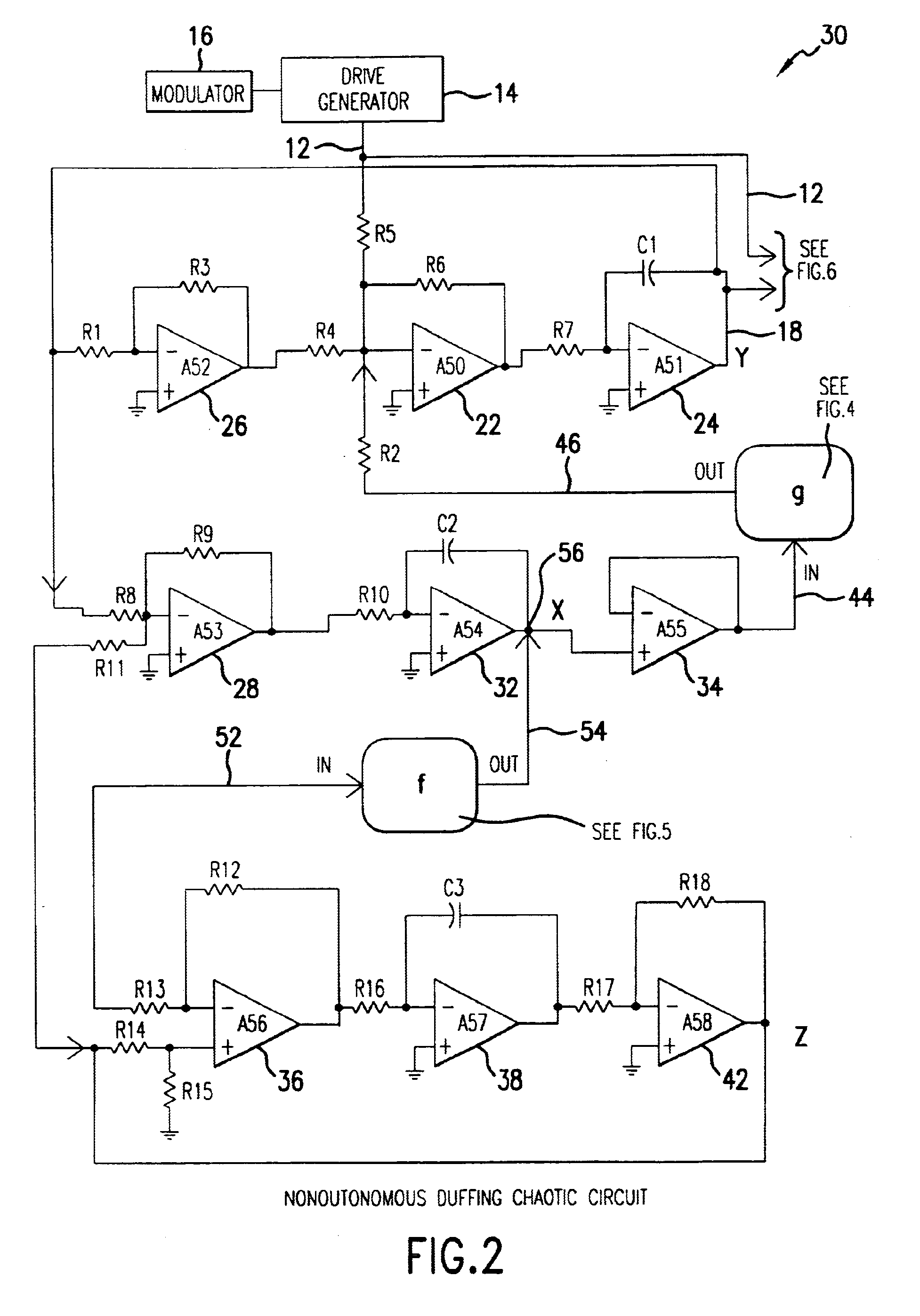 Low-interference communications device using chaotic signals