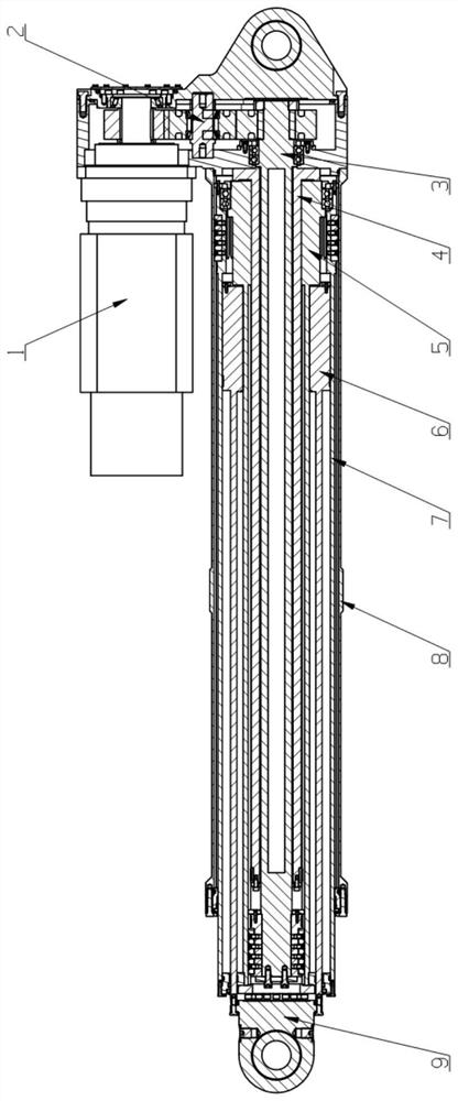 An inner support multi-stage electric cylinder