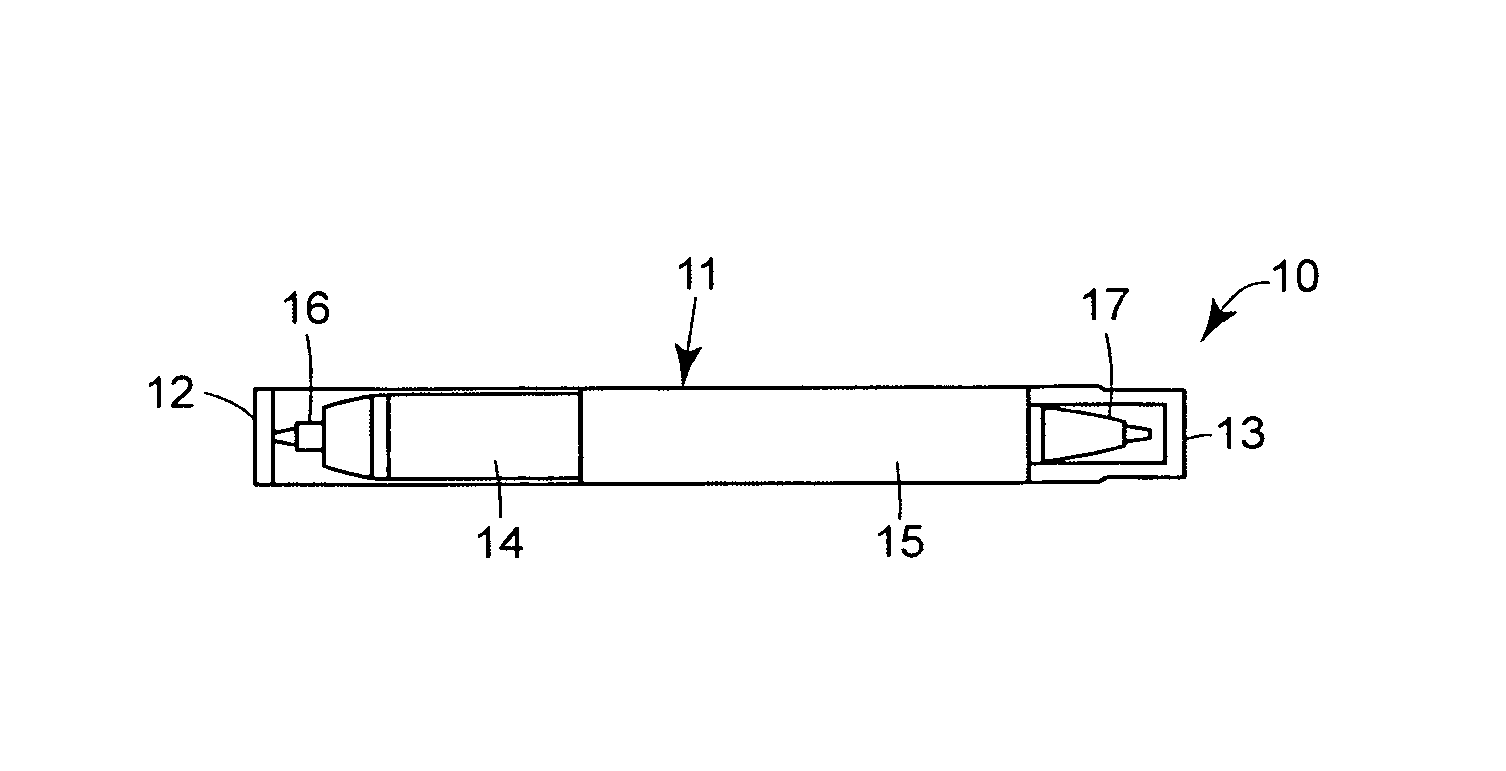 Writing instruments with eradicable inks and eradicating fluids