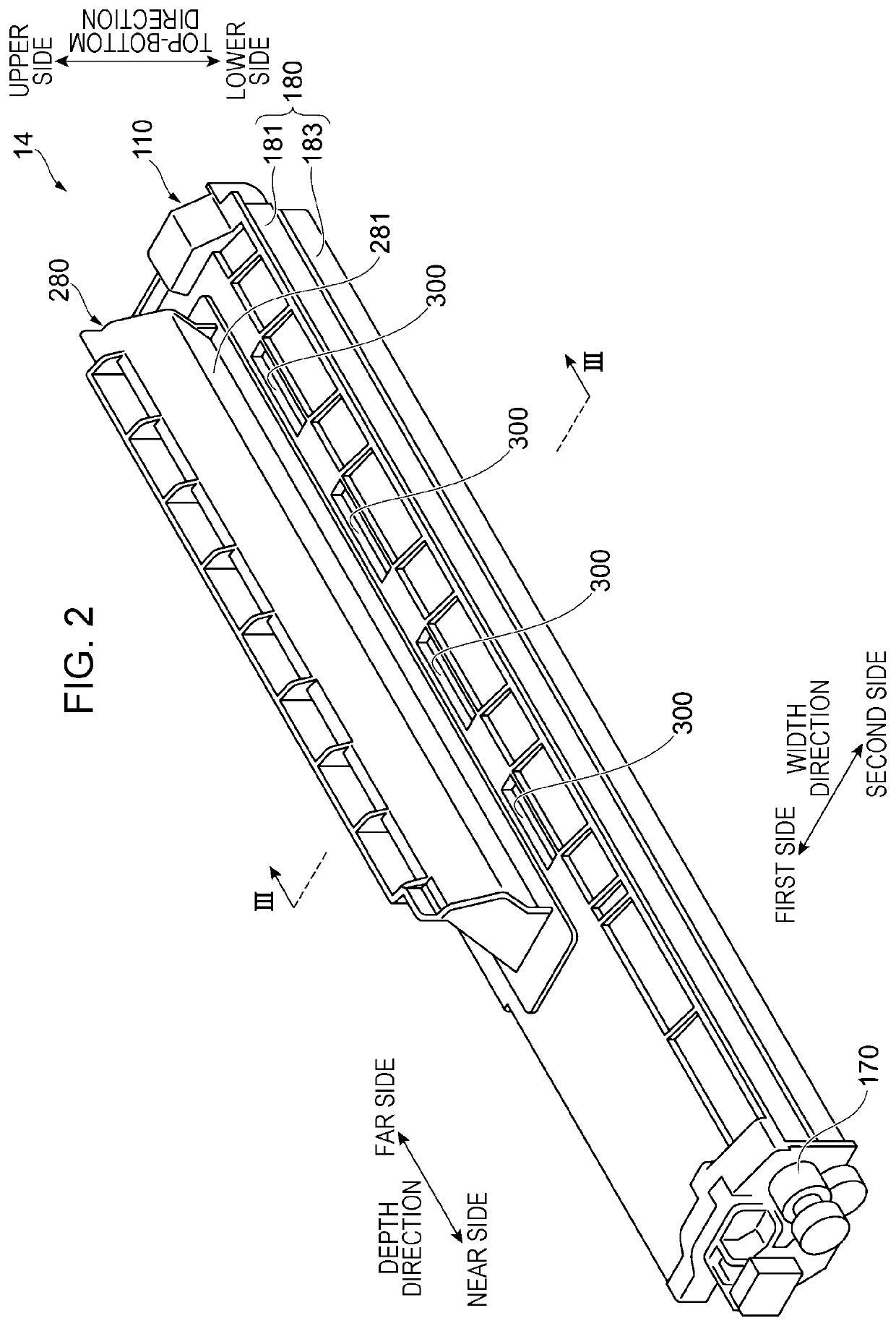 Developing device with airflow