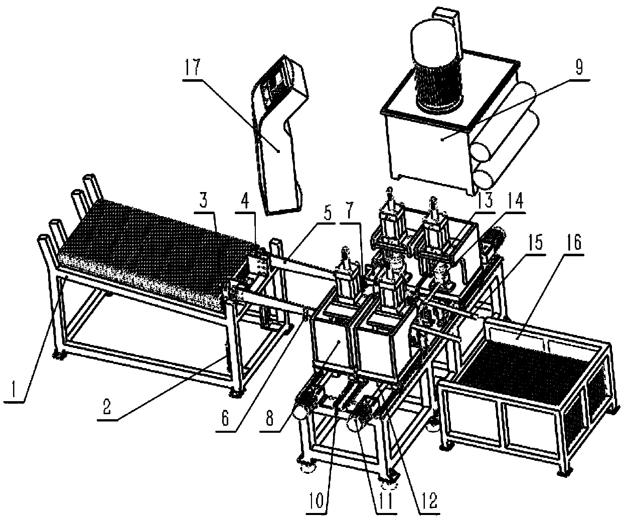 Automatic punching integrated unit for four intersecting lines at two ends of circular pipes