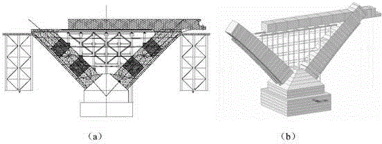 Support-free and opposite pull rod combination construction method for concrete triangular rigid frame in consideration of restraint action of inclined legs