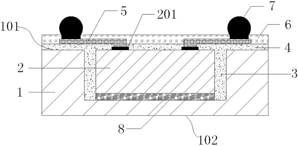 Embedded silicon substrate fan-out type packaging structure and manufacturing method thereof