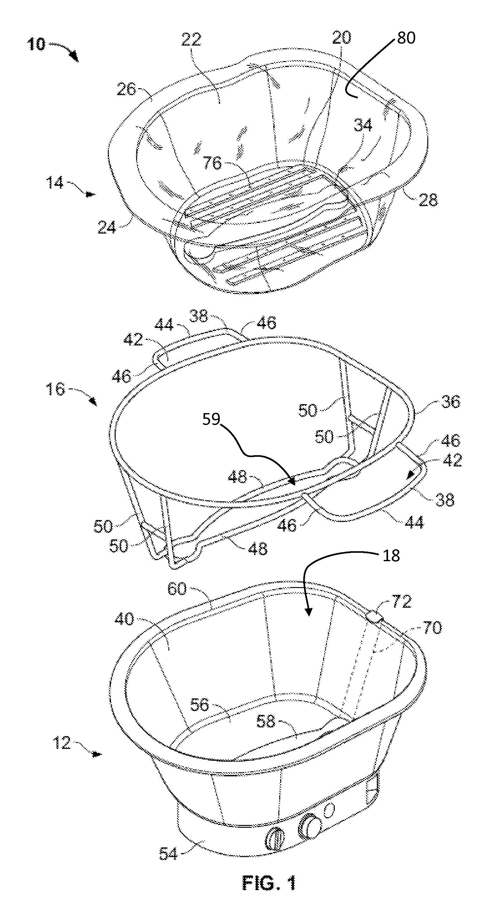 Soaking basin having disposable liner and support frame