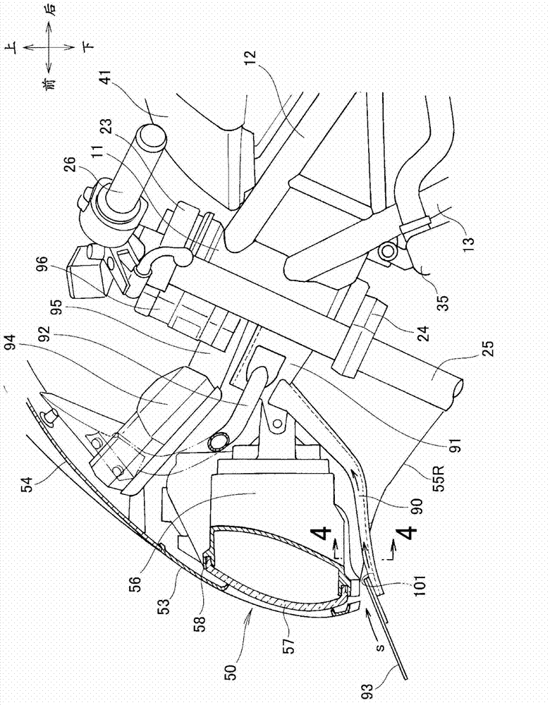 Foreside structure of astride type vehicle