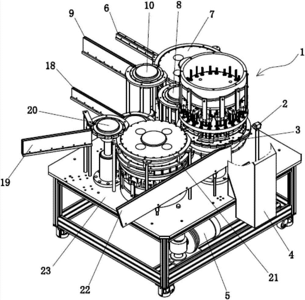 Automatic unqualified product removing mechanism of rotating disk type assembling machine