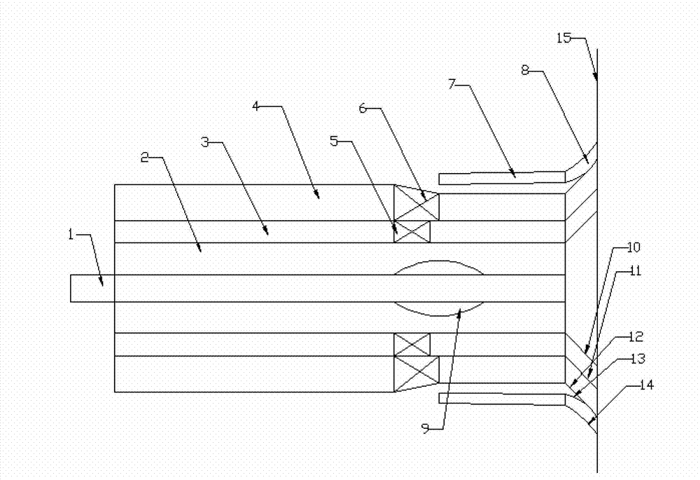 Anti-slag-bonding whirling pulverized coal combustor with low NOx