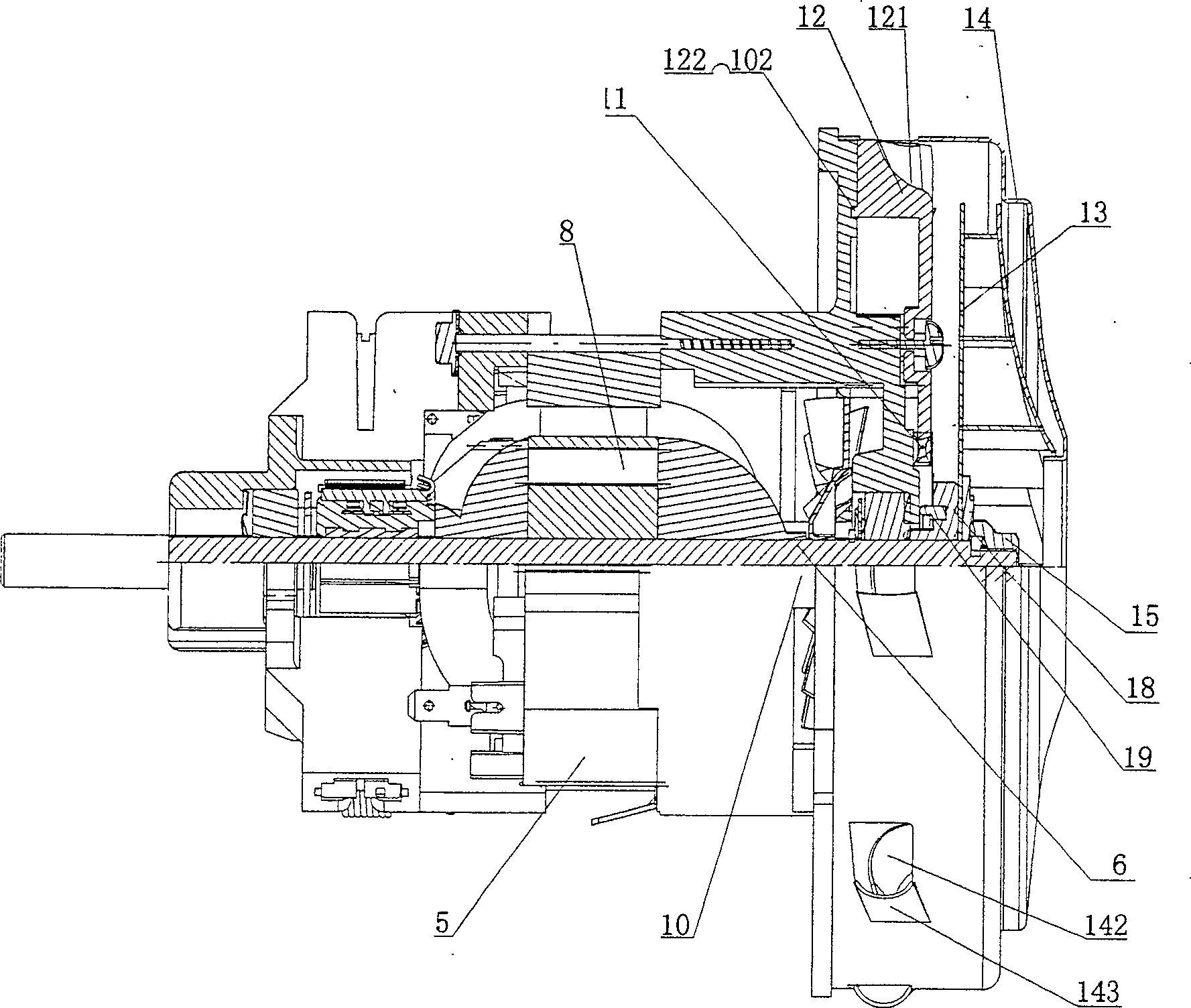 Dust aspirator motor