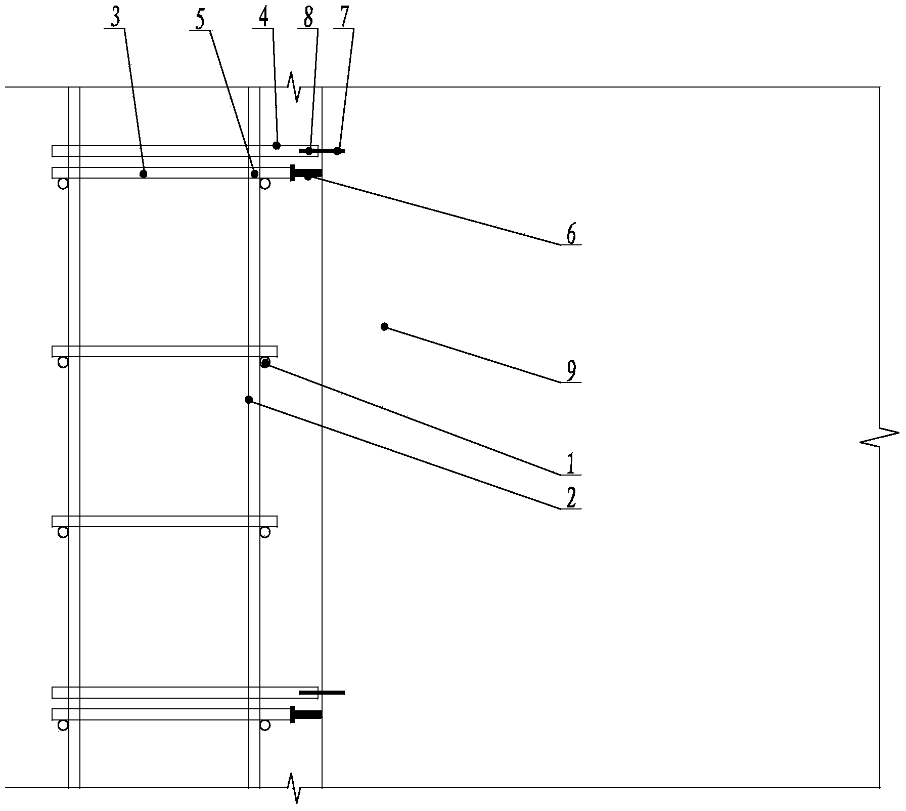 Inserted type outer frame L-type steel wall connecting piece structure free of scaffold hole and construction method thereof